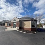 Roof replacement Dublin Ohio project at US Bank showing building before new roof installation