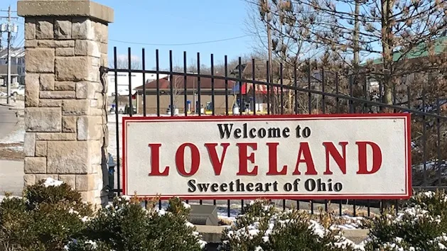 Welcome to Loveland, Ohio sign representing the service area covered by TruCraft Exteriors.