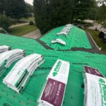 Malarkey roofing materials staged over synthetic underlayment during a Sharonville roof replacement