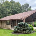 Finished asphalt shingle roof in Burnt Sienna on the Union Township Civic Center Amphitheater