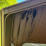 Deteriorated wood discovered beneath the Union Township amphitheater roof before replacement
